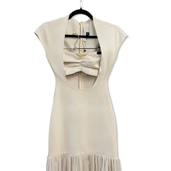 Delfi Collective Nova Dress Ivory Cream crepe Maxi Dress cut out Revolve  NWT S